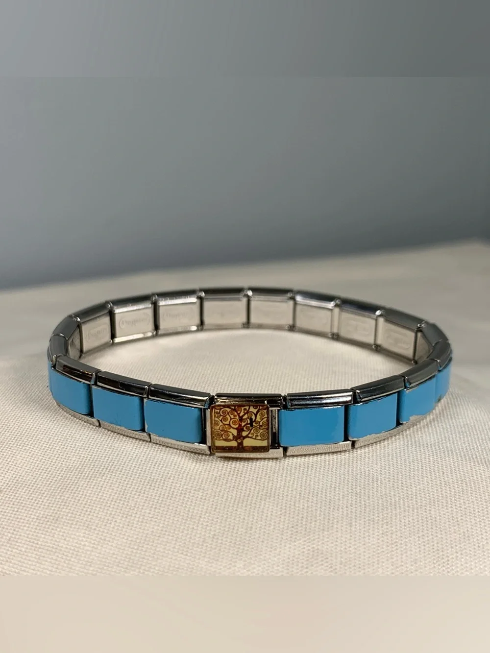 Pugster Italian Stainless Steel Tree Charm Link Base Bracelet Stretch 1990’s